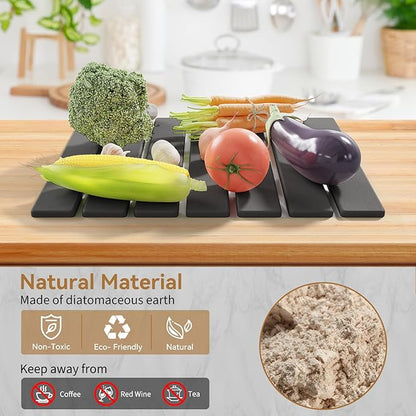 Stone Dish Drying Mat for Kitchen Counter,15.5''x11.8'' Foldable Quick Dry Stone Kitchen Mat,Eco-Friendly,Absorbent Diatomaceous Earth Mats for Dishes Bottles Cups Bathroom Any Countertop-Dark Gray - Image 5