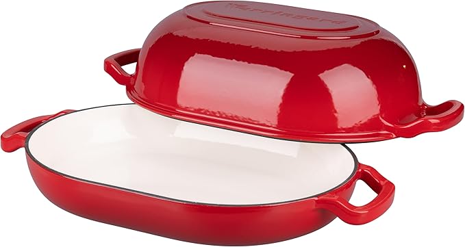 VORRINGARD Enameled Cast Iron Sourdough Bread Oven, Dutch Oven, Loaf Cast Iron Bread Pan for Homemade Bread Baking, Meatloaf Pan with Lid, 7QT, Red - Image 5