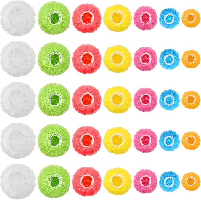 175Pcs 7 Colors Reusable Elastic Food Covers, Sublaga 7 Sizes Plastic Bowl Covers, Colorful Dish Plate Covers, Alternative to foil, Plastic Wrap, BPA Free by Sublaga