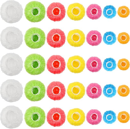 175Pcs 7 Colors Reusable Elastic Food Covers, Sublaga 7 Sizes Plastic Bowl Covers, Colorful Dish Plate Covers, Alternative to foil, Plastic Wrap, BPA Free by Sublaga