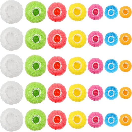 175Pcs 7 Colors Reusable Elastic Food Covers, Sublaga 7 Sizes Plastic Bowl Covers, Colorful Dish Plate Covers, Alternative to foil, Plastic Wrap, BPA Free by Sublaga