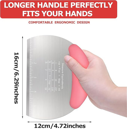 Pastry Cutter Dough Scraper Dough Cutter Scraper Tool Kitchen Pastry Blender,Stainless Steel Pastry Cutters Heavy Duty Dough Cutter for Kitchen Baking Tools,Comfortable and Easy Clean (Pink) (Pink-)