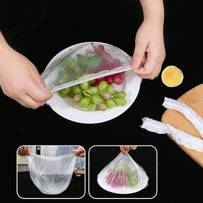 300pcs Reusable Elastic Food Covers - Universal Stretchable Clear Adjustable Plastic Plate & Bowl Covers, Outdoor Fresh Keeping Bags, Kitchen Baking Picnic and Food Storage Bread Proofing Cover. - Image 2