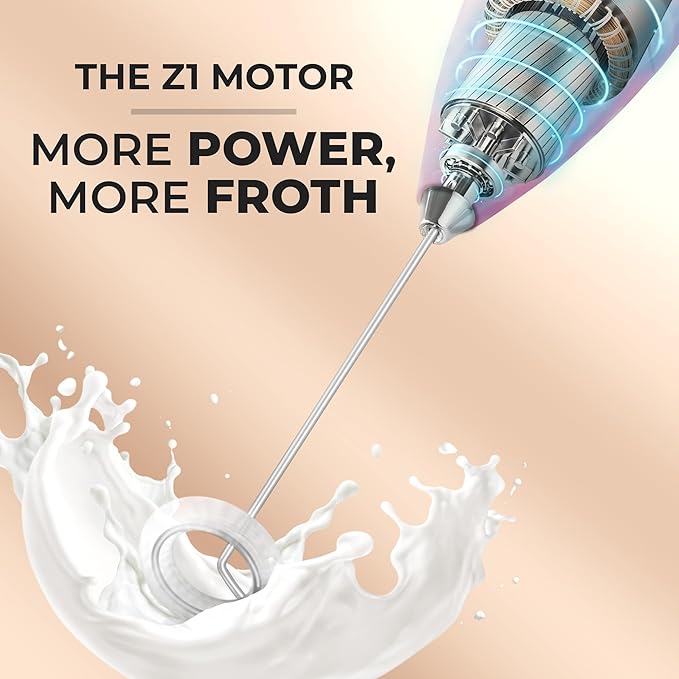 Zulay Kitchen Powerful Milk Frother Wand With 4 AA Duracell Batteries - Ultra Fast Handheld Drink Mixer - Electric Whisk Foam Maker for Coffee, Lattes, Cappuccino, Matcha & Creamer - Pink Spritz - Image 3