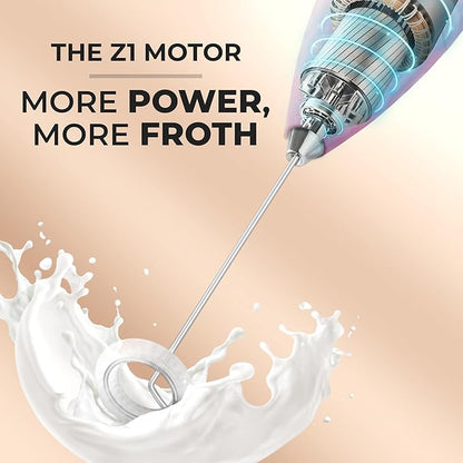 Zulay Kitchen Powerful Milk Frother Wand With 4 AA Duracell Batteries - Ultra Fast Handheld Drink Mixer - Electric Whisk Foam Maker for Coffee, Lattes, Cappuccino, Matcha & Creamer - Pink Spritz - Image 3