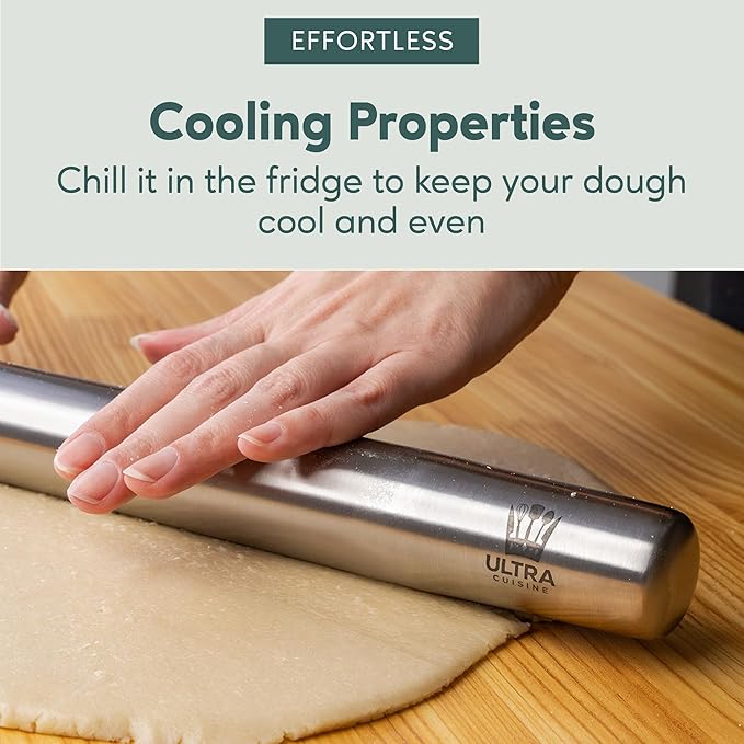Ultra Cuisine French Rolling Pin for Baking – Use with Pizza, Cookie, and Pastry Dough, Fondant and Pie Crust – Tapered Design Bread Roller Pin, Stainless Steel 15.75-inch Large Roller Pin - Image 7
