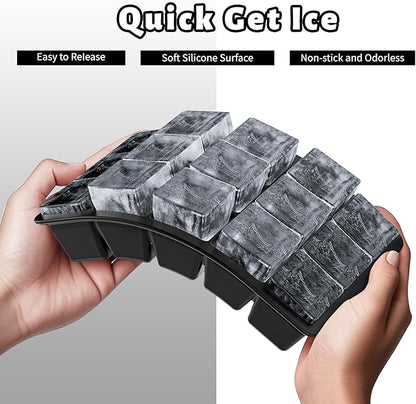 Silicone Ice Cube Tray 3 Pack - EASY RELEASE ice cube tray with lid, BPA Free Ice Cubes Trays for Freezer,ice cube mold for Cocktail,Whiskey (Black)