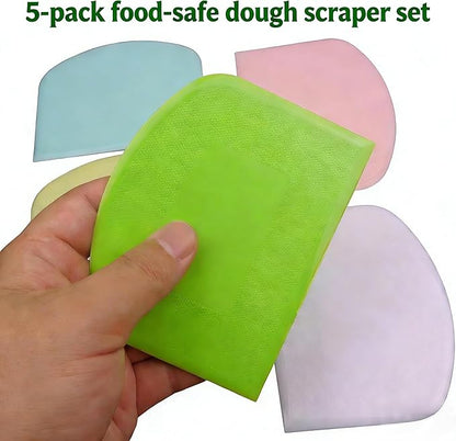 5-Pack Dough Scraper Bowl Food-safe Plastic Dough Cutter Flexible Bench Multipurpose Food Scrappers for Bread Dough Cake Fondant Icing - Image 3