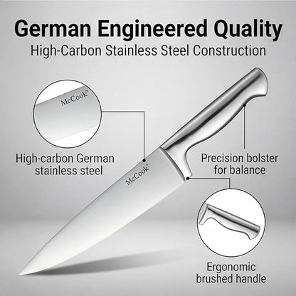 McCook® Knife Sets,German Stainless Steel Knife Block Sets with Built-in Sharpener - Image 5