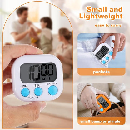 12 Pack Digital Kitchen Timers for Cooking, Small Magnetic Countdown Classroom Timers for Teachers Kids, Big Digits Loud Alarm Backing Stand Timer for Kitchen, Shower, Study, Work, Exercise Training - Image 8