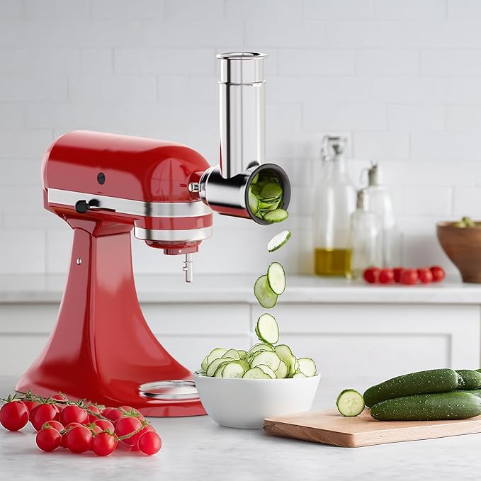 Stainless Steel Cheese Grater for Kitchenaid Mixer, For Kitchenaid Cheese Grater Attachment, Salad Maker, Grinding Powder, Dishwasher Safe with 4 Blades