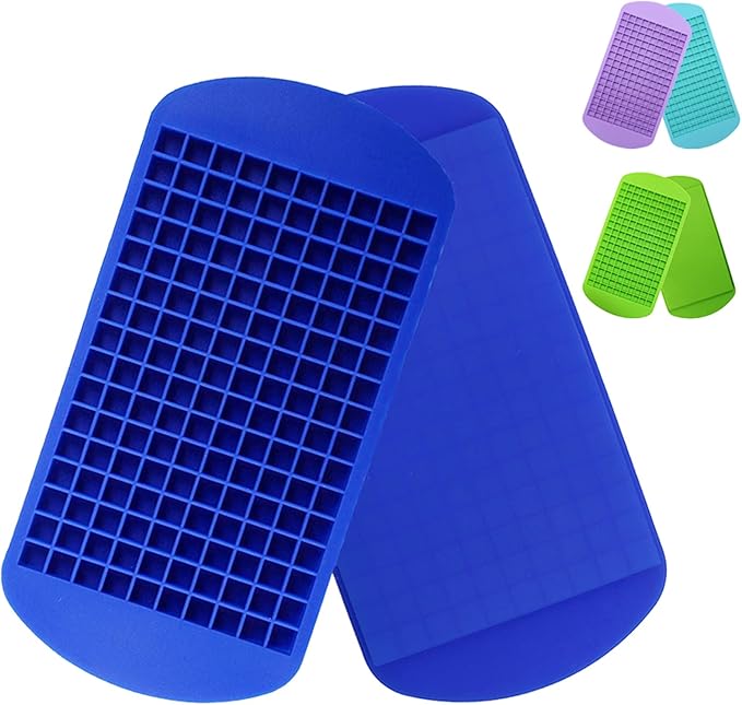 LeeYean Silicone Mini Ice Cube Trays 2 Pack, 160 Small Ice Cube Molds Easy Release Crushed Ice Cube for Chilling Whiskey Cocktail, BPA Free Flexible Stackable and Durable Soft Mold Storage Containers by LeeYean
