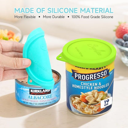 4PCs 3.4-inch Silicone Can Lids for Hunt's | Starkist | Kirkland | Progresso Can, Tight Seal Cover for Canned Good, Can Toppers, Reusable Food Saver Lid (Can NOT Included)