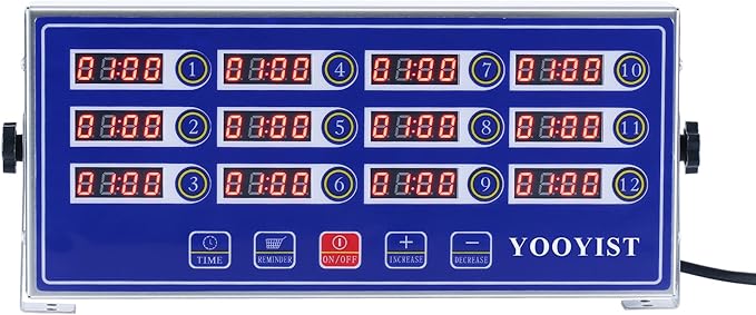 Precision Kitchen Timers for Cooking – 12 Channel Commercial Kitchen Timer Restaurant Kitchen Supplies – Stainless Steel Digital LED Chef Cooking Timer – Reminder Function, Loud Alarm, Blue - Image 4