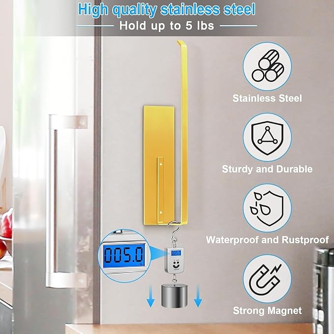 Paper Towel Holder Gold, Magnetic Paper Towel Holder for Fridge, Toilet Paper Roll Holder Magnet Paper Towel Rack Wall Mount Fridge Organizer for Golden Bathroom Kitchen Dorm Room RV Essentials, 2Pack - Image 3