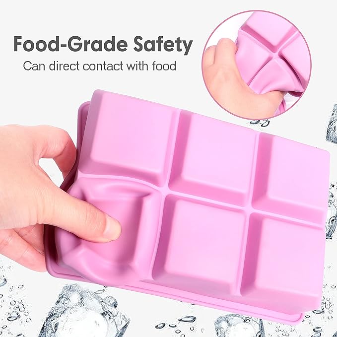 Excnorm Silicone Ice Cube Trays 3 Pack - Large Size Silicone Ice Cube Molds with Leak Proof Removable Lid Square Ice Cube Tray And BPA Free for Cocktail,Whiskey, Stackable Flexible Ice - Image 5
