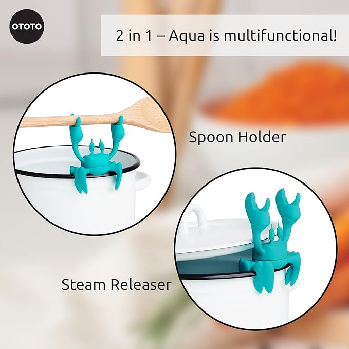 OTOTO Aqua the Crab Silicone Utensil Rest - Silicone Spoon Rest for Stove Top - BPA-Free, Heat-Resistant Kitchen and Grill Utensil Holder - Non-Slip Spoon Holder Stove Organizer and Steam Releaser - Image 4