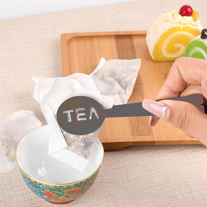 4Pcs Gray Tea Bag Squeezer, Stainless Steel Clip On Strainer, Tea Spoon Tongs For Loose Tea Ice Sugar Cubes, Tea Bag Holder Tea Accessories For Tea Drinkers