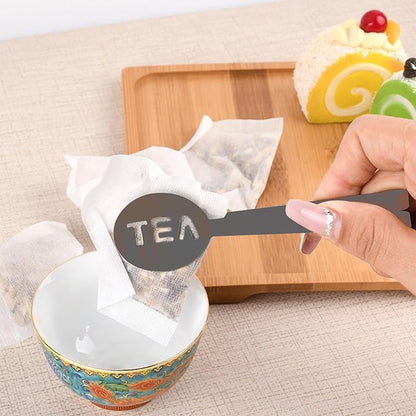 4Pcs Gray Tea Bag Squeezer, Stainless Steel Clip On Strainer, Tea Spoon Tongs For Loose Tea Ice Sugar Cubes, Tea Bag Holder Tea Accessories For Tea Drinkers