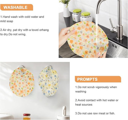 Reusable Bowl Covers for Bread Proofing（2 Large）- Cotton Beeswax Bowl Covers Reusable with Elastic Rim, Sourdough Bowl Cover for Food Storage and Food Preservation (10INCH)