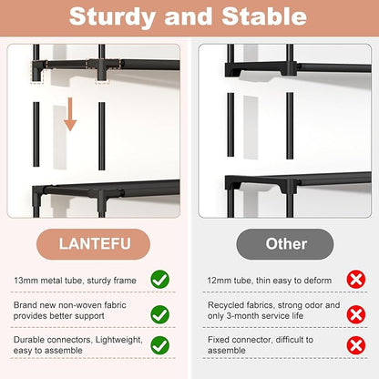 LANTEFUL 10 Tiers Tall Shoe Rack 20-25 Pairs Boots Organizer Storage Sturdy Narrow Shoe Shelf for Entryway, Closets with Hooks, Black - Image 6