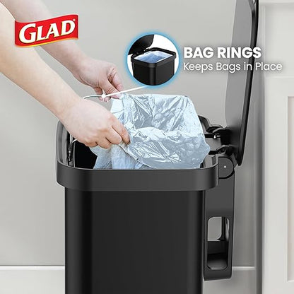 Glad Stainless Steel Step Trash Can, Series 2 with Clorox Protection - Large Black Kitchen Garbage Bin with Soft Close Lid, Foot Pedal and Waste Bag Roll Holder, 13 Gallon - Image 6
