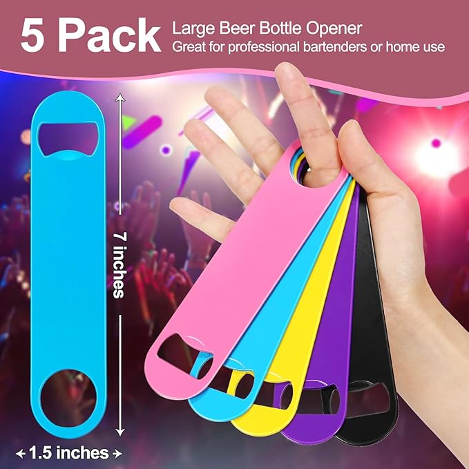 WEGAZ-5 Pack 7 Inches Large Colorful Beer Bottle Openers，Stainless Steel ﻿ - Image 2