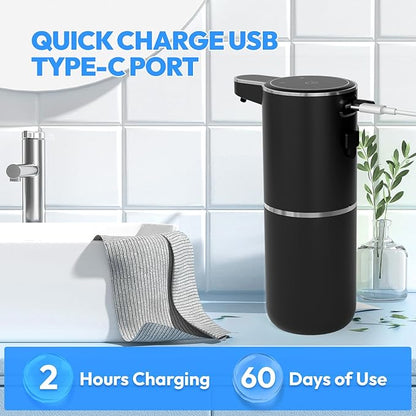 Automatic Foaming Soap Dispenser,Touchless Foam Soap Dispenser,12.8oz Rechargeabled Wall Mounted Smart for Bathroom and Kitchen Dish Soap,Easy for Toddlers(Black) - Image 4