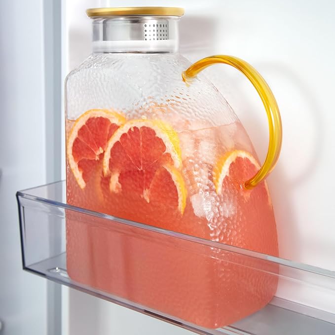 WARMSIMPLE Glass Pitcher With Lid,1 Gallon Glass Water Pitcher For Fridge, 128OZ glass pitchers With Handle And Lid, Hot And Cold pitchers, Large Carafe Jug For Iced Tea Juice Coffee Milk by WARMSIMPLE