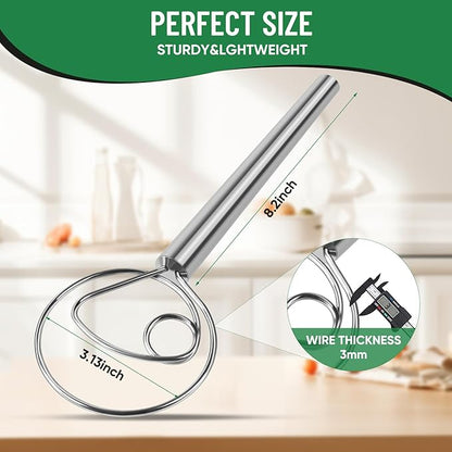 Danish Dough Whisk Stainless Steel Hook Dutch Bread Mixer Hand Tool for Sourdough Baking Making Blending Pastry Pizza - Image 3