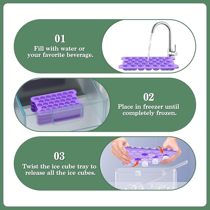 Mini Ice Cube Tray for Freezer: Small Plastic Ice Cubes Trays for Freezer with Box - Easy Release Stackable Mini Ice Cube Maker - Nugget Ice Trays for Freezer with Ice Container - Image 6