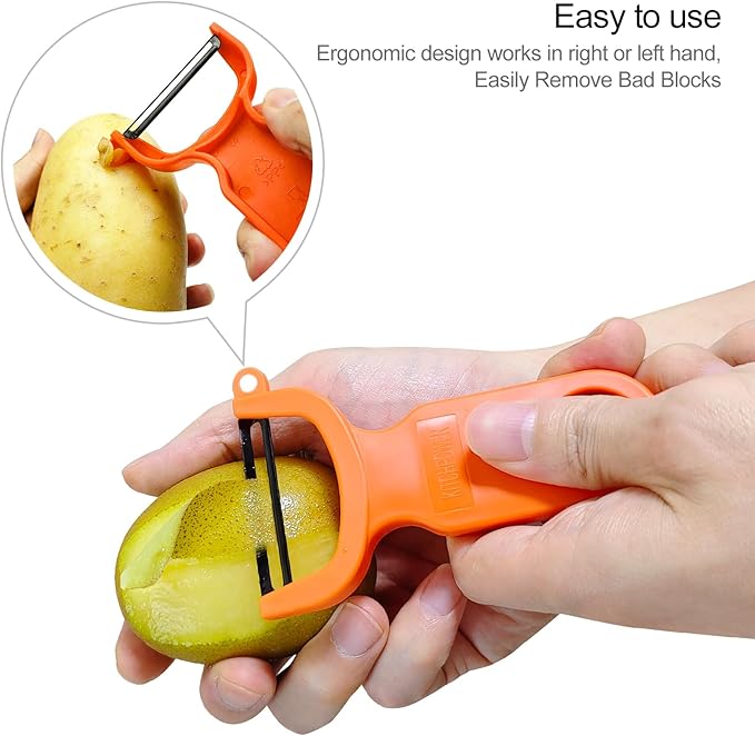Original Vegetable Peeler, Potato Peelers for kitchen Carbon Steel Blade 3-Pack Orange/Blue/Yellow - Image 3