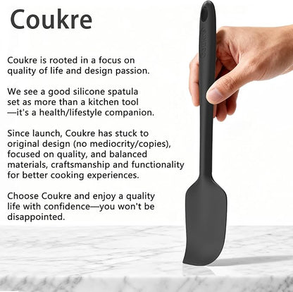 Coukre Silicone Spatula Set of 5,High Temperature Resistant, Food Grade Silicone, Dishwasher Safe, for Baking, Cooking (Pure Black) - Image 6