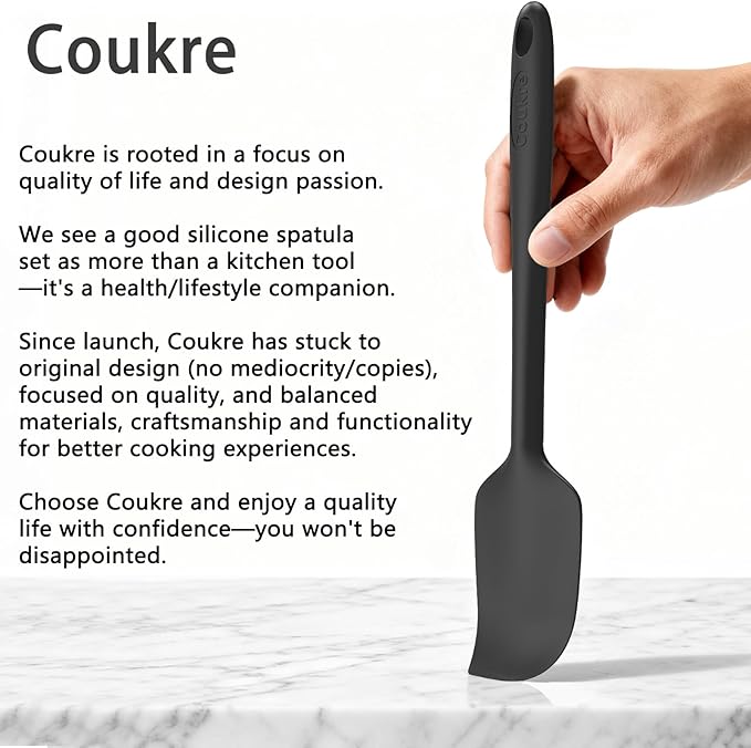 Coukre Silicone Spatula Set of 5,High Temperature Resistant, Food Grade Silicone, Dishwasher Safe, for Baking, Cooking (Pure Wine) - Image 6