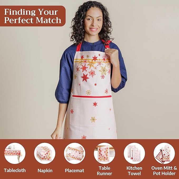 Maison d' Hermine 100% Cotton Apron for women with Pocket Kitchen Chef Apron for Men Cooking Mothers Day Gifts