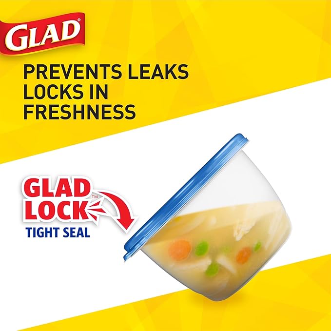 Glad GladWare Medium Rectangle Food Storage Containers with Lids, BPA Free Plastic for Soups Salads and Meal Prep, Airtight Leak Resistant, Microwave Dishwasher Freezer Safe, 24 Oz, 5 Count - Image 5