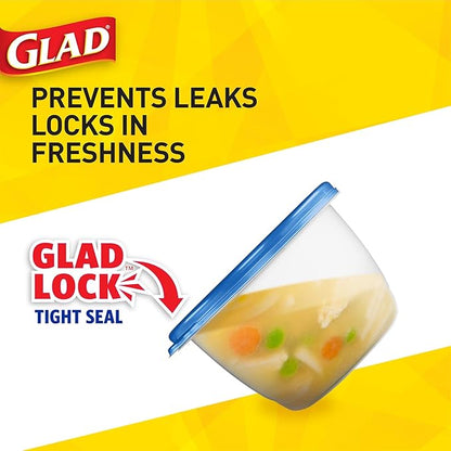 Glad GladWare Big Bowl Food Storage Containers with Lids, Large Round No BPA Plastic Containers for Soups, Salads, and Meal Prep, Lock Tight Seal, Microwave Dishwasher Safe, 48 Oz, 3 Count - 6 Pack - Image 9