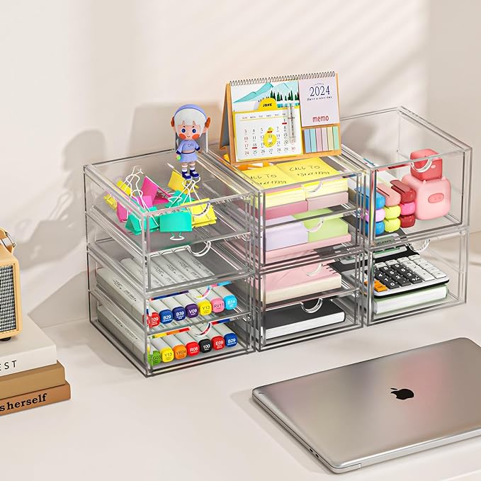 caktraie Versatile Acrylic Makeup Organizer, Drawer Organizer - Transparent Desktop Storage for Cosmetics, Office Supplies & More - Clear Organizer for Home & Office Use - Image 6