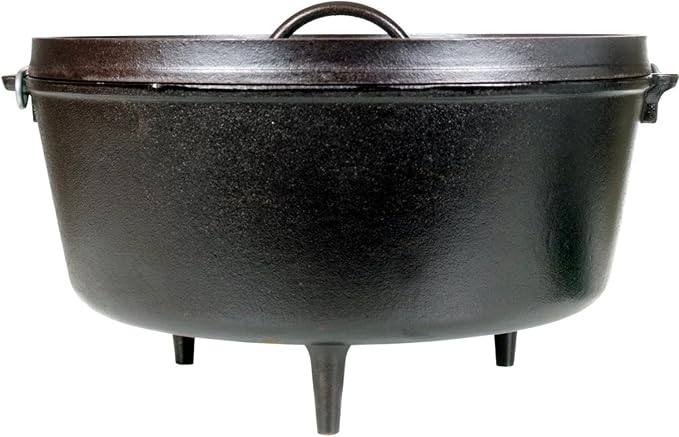 Lodge 10 Quart Pre-Seasoned Cast Iron Camp Dutch Oven with Lid - Dual Handles - Use in the Oven, on the Stove, on the Grill or over the Campfire - Black - Image 5