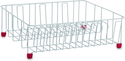 Farberware Classic Large Rust Resistant Full Dishrack with Removable 3 Compartment Flatware Caddy, Andlged Drain Board, 3-Piece, Red - Image 4