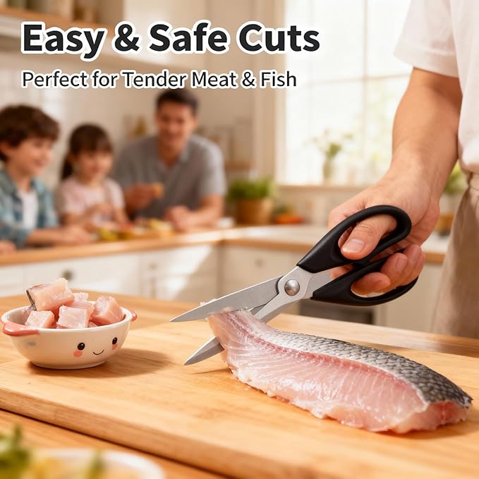 Multipurpose Kitchen Shears, 8.7" Professional Heavy-Duty Scissors, Dishwasher Safe, Rust-Resistant Stainless Steel, Ergonomic Soft Grip Handles for Cooking and Home Use - Image 5