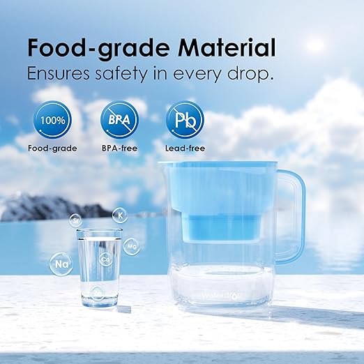 Waterdrop PT-07B-A Alkaline Water Filter Pitcher, 10-Cup, Healthy, Clean & Toxin-Free Mineralized Alkaline Water, Up to 100 Gallons, Improves Coffee Taste, Up to pH 9.5, BPA-Free, Blue - Image 8