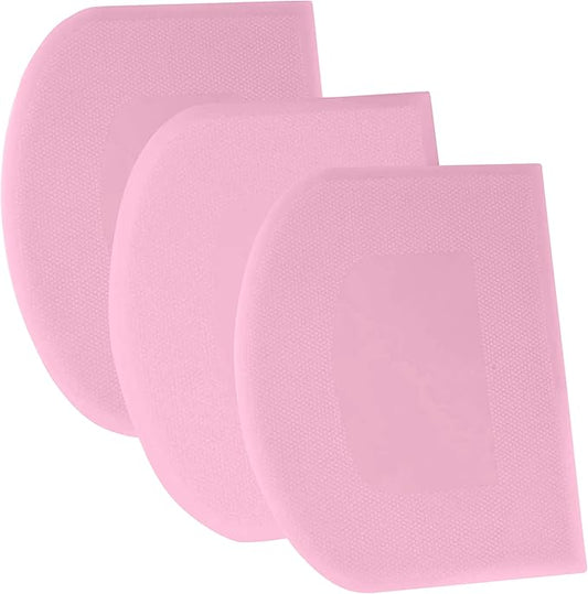 SURDOCA Dough Scraper Bench Scraper - 3P 13x7.9" Plastic Flexible Bowl Scraper, Sharp Edge & Angles Cake Scraper. Non-Slip Bakeware Decorating Tools Sculpting & Modeling Tools - Pure Pink by SURDOCA