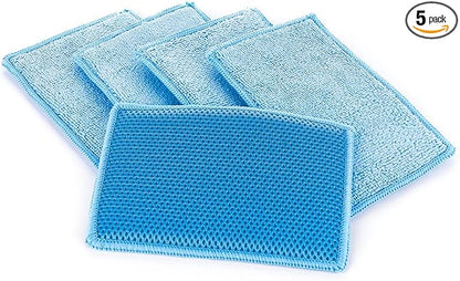 The Rag Company - Jersey Bug Scrubber Pads - Terry Weave, Easily and Safely Trap Bug Splatter in Sponge, Safe on All Finishes, 4in x 6in, Blue (5-Pack) by TheRagCompany