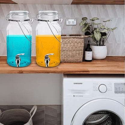 Eleganttime 1 Gallon Glass Drink Dispensers for Parties,2 Pack Beverage Dispenser With Spigot,Laundry Detergent Dispenser Punch Bowls Juice Water Dispenser for Parties - Image 6