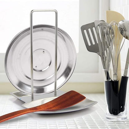Lid and Spoon Rest Shelf,304 Stainless Steel Pan Pot Cover Lid Rack Stand Organizer,ZYLONE Pan Lid Organizer Storage Soup Spoon Rests Utensils Kitchen Tool - Image 7