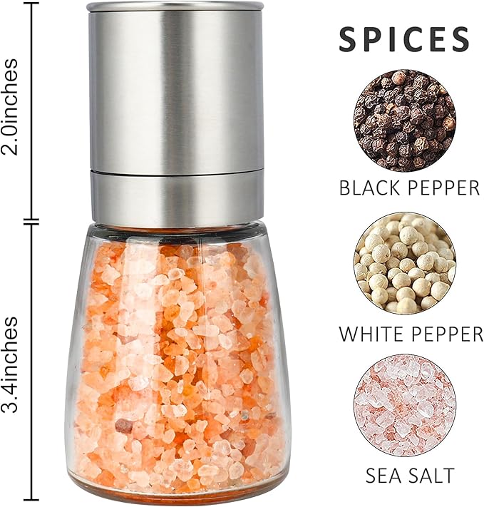 Gulex® Pepper Grinder Pepper Mill, Salt Grinder Refillable,(Single Package) Adjustable Coarseness Black Pepper Grinder, Stainless Steel Sea Salt Shaker with Ceramic Rotor (1 pack) (1 Pack Model 2) - Image 2