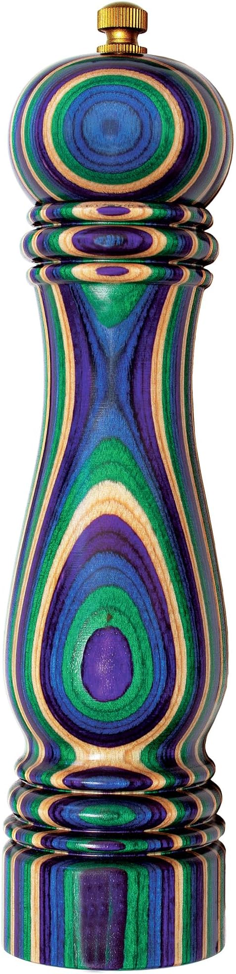 Baltique Mumbai Pepper Grinder – 8 Inch Colorful Wooden Pepper Mill with Adjustable Stainless Steel Grinding Mechanism – Manual Wood Pepper Grinder for Kitchen or Table Use