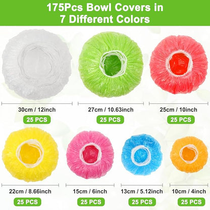 175Pcs 7 Colors Reusable Elastic Food Covers, Sublaga 7 Sizes Plastic Bowl Covers, Colorful Dish Plate Covers, Alternative to foil, Plastic Wrap, BPA Free - Image 2