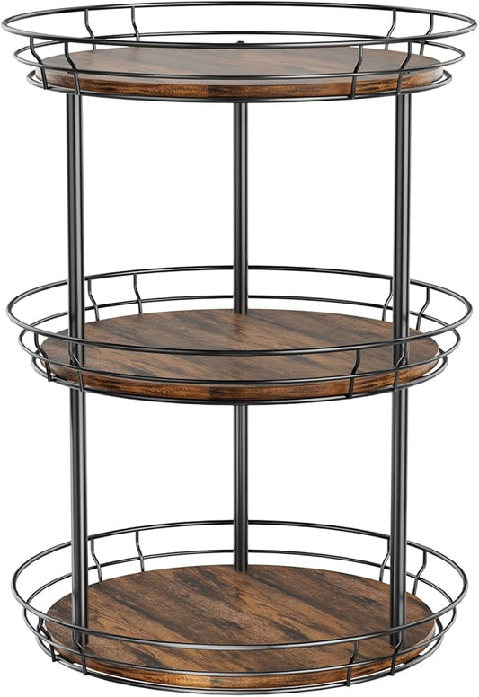 LAMU 12'' Lazy Susan Turntable Organizer, 3 Tier Round Rotating Spice Rack Organization for Kitchen Cabinet and Countertop, Wooden Lazy Susan for Table Top, Pantry, Bathroom, Vanity, Home Decor by YourHome-OrganizationHelper